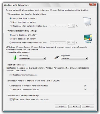 Vista Battery Saver